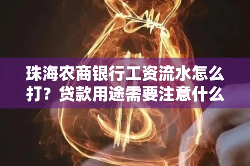 珠海农商银行工资流水怎么打？贷款用途需要注意什么？